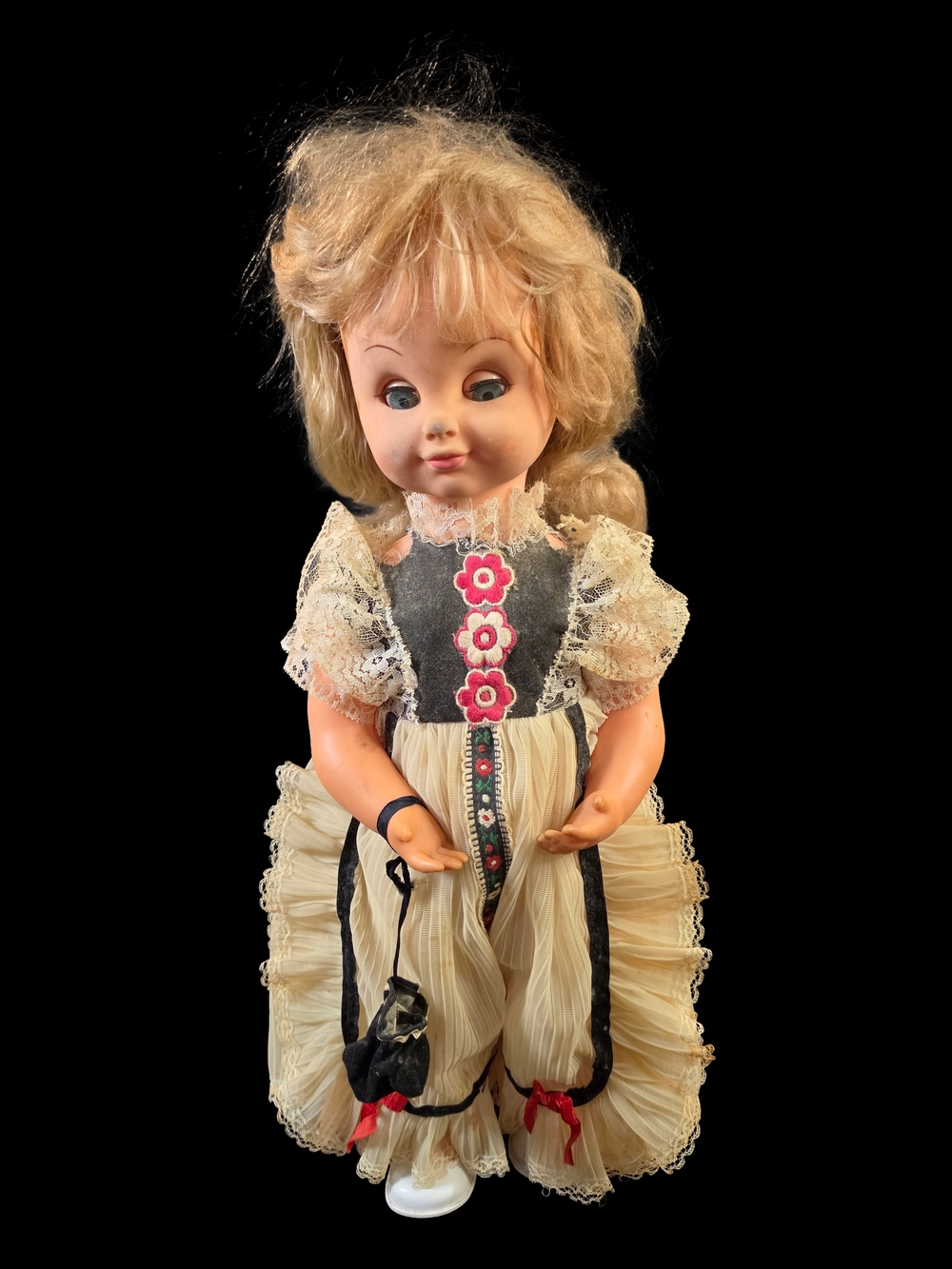 Vintage 19" Musical Sleep Eye Doll Hong Kong Blonde Creepy Halloween Decor